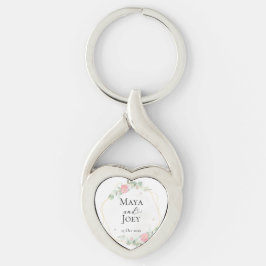 Romantic Ro Geometric Bröllop Twisted Heart Silverfärgad Nyckelring