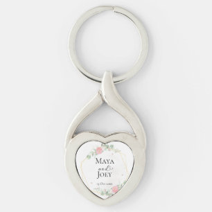 Romantic Ro Geometric Bröllop Twisted Heart Silverfärgad Nyckelring