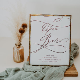 Romantic Ro Guld Calligraphy Open Pub-tecken Poster