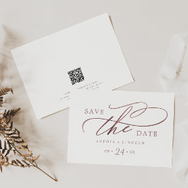 Romantic Ro Guld Calligraphy QR Code Vågrät Spara Datumet