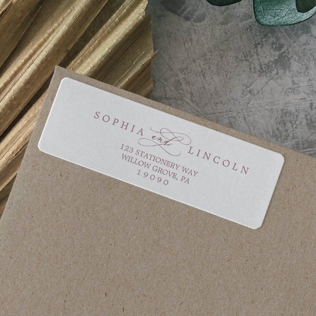 Romantic Ro Guld Calligraphy Returadress Returadress Etikett (Skapare uppladdad)