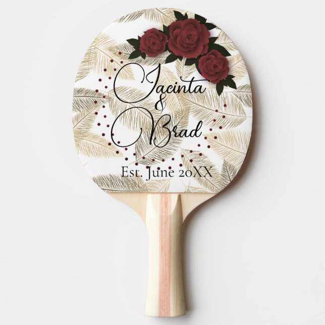 Romantic Ro Guld Feather Bröllop Pingisracket (Framsidan)