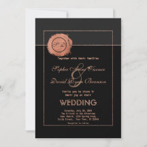 Romantic Ro Guld Glitter Monogram Bröllop