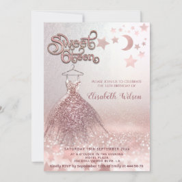 Romantic Ro guld glittery dress celestial Inbjudningar