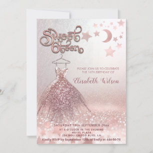 Romantic Ro guld glittery dress celestial Inbjudningar