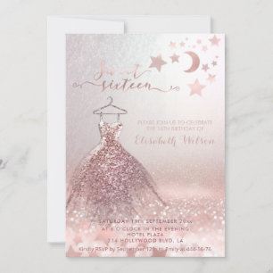 Romantic Ro guld glittery dress celestial Invita Inbjudningar