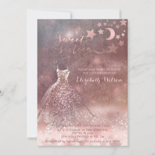 Romantic Ro guld glittery dress celestial Invita Inbjudningar