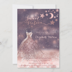 Romantic Ro guld glittery dress celestial Invita Inbjudningar