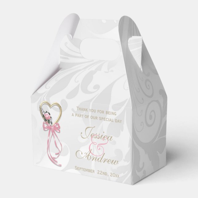 Romantic Ro, Guld Heart & Rosa Ribbon Presentaskar (Framsidan Sidan)