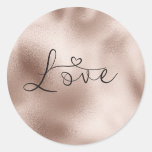 Romantic Ro Guld Kärlek Heart Bröllop Runt Klistermärke
