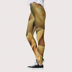 Romantic Ro Gult Guld Flowers Blommigt Leggings