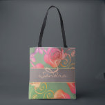 Romantic Ro Monogram Tygkasse<br><div class="desc">Om hon kärlek rosor,  romantiska pinkar och gröntar,  särskilt på sina handväskor och tuttar,  så kanske Zazzles tuttar som donerar min ursprungliga grafik från ro bara är den gåva du är tittar för!</div>