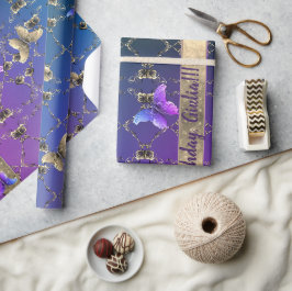 Romantic Ro och Butterflies Wrapping Papper Presentpapper