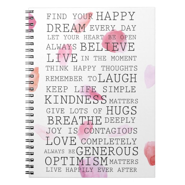 Romantic Ro Petals Inspirational ord Anteckningsbok (Framsidan)