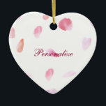 Romantic Ro Petals Julgransprydnad Keramik<br><div class="desc">Romantic Ro Petals rosa Peach vattencolor blommigt</div>
