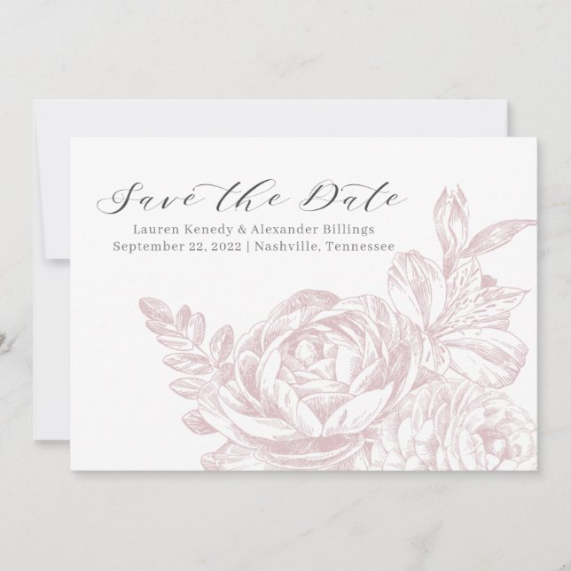 Romantic Ro Rosa Bröllop spara datum Datumet (Framsida)