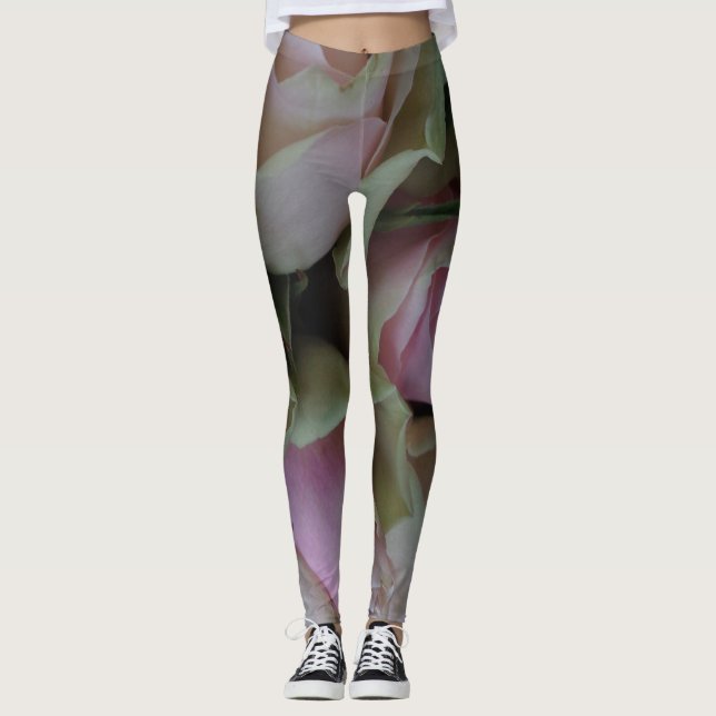 Romantic Ro Rosa Flowers Blommigt Leggings (Framsida)