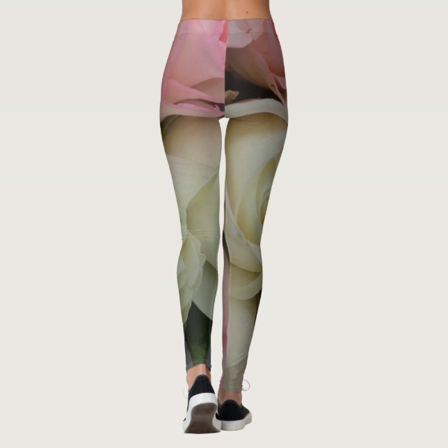 Romantic Ro Rosa Flowers Blommigt Leggings (Baksida)
