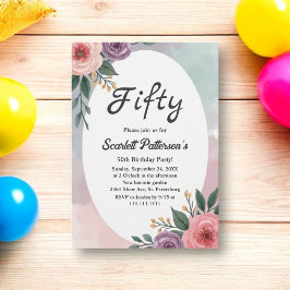 Romantic Ro Rustic Watercolor Blommigt Birthday Inbjudningar