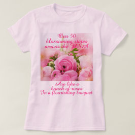 Romantic Ro USA 50 stater Patriotic Rosa Womens T Shirt