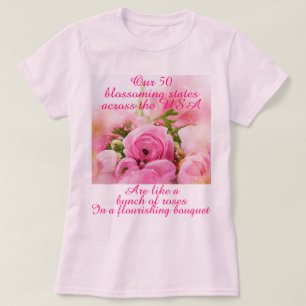 Romantic Ro USA 50 stater Patriotic Rosa Womens T Shirt