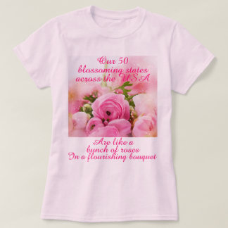 Romantic Ro USA 50 stater Patriotic Rosa Womens T Shirt
