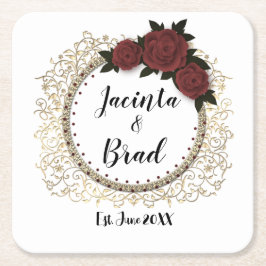 Romantic Ro Wandefrö Bröllop Personlig Underlägg Papper Kvadrat