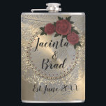 Romantic Ro Wandether Feather Bröllop Fickplunta<br><div class="desc">Romantiskt ro på en elegant guld blomstrar där du kan anpassa den på glansig guld med silver fjädrar som skapar snyggt boho vibes.</div>