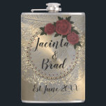 Romantic Ro Wandether Feather Bröllop Fickplunta<br><div class="desc">Romantiskt ro på en elegant guld blomstrar där du kan anpassa den på glansig guld med silver fjädrar som skapar snyggt boho vibes.</div>