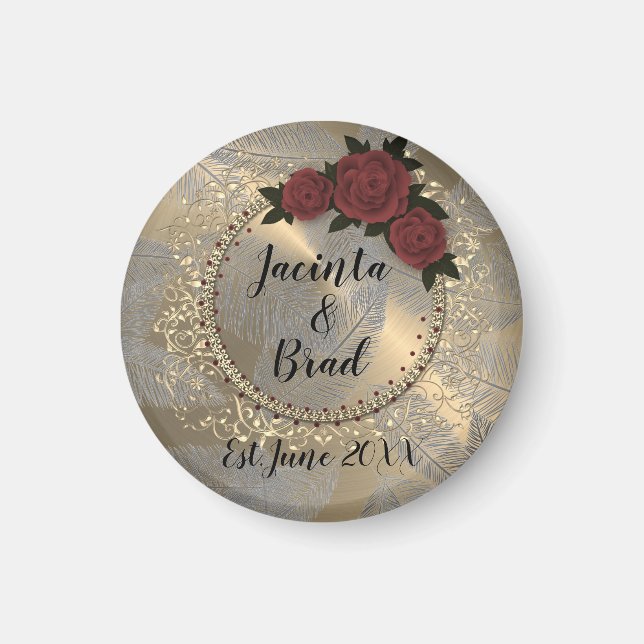 Romantic Ro Wandether Feather Bröllop Magnet (Framsidan)