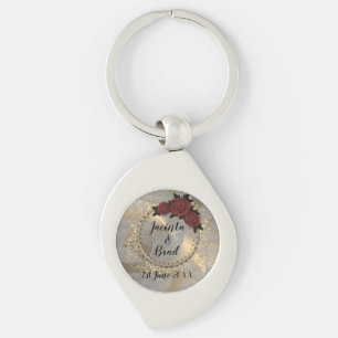 Romantic Ro Wandether Feather Bröllop Swirl Silverfärgad Nyckelring