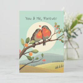 Romantic Robins på Gren Valentines day Julkort