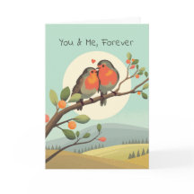 Romantic Robins vid Träd Gren Valentines day