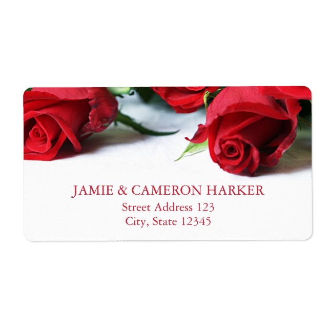 Romantic Röd ros Address Label Fraktsedel (Framsidan)