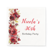 Romantic Röd ros Blommigt Birthday