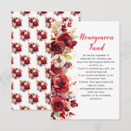 Romantic Röd ros Blommigt Bröllop HoneyMånfond Tilläggskort