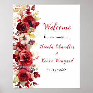Romantic Röd ros Blommigt Bröllop Poster