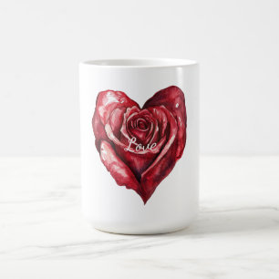 Romantic Röd ros Blommigt Heart Kaffemugg