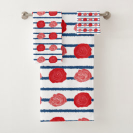 Romantic Röd ros Blommönster Trendig Bath Tow