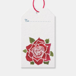 Romantic Röd ros, Blue Pack of Anpassningsbar Gift Presentetikett