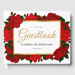 Romantic Röd ros Bröllop Guest Bok
