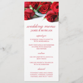 Romantic Röd ros Bröllop Menu Meny