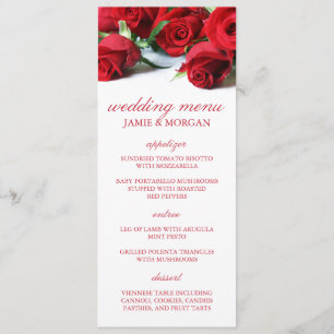 Romantic Röd ros Bröllop Menu Meny