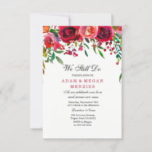 Romantic Röd ros Bröllop Vow Renewal Inbjudan