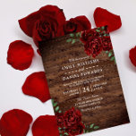 Romantic Röd ros Burgundy Rustic Wood bröllop Inbjudningar<br><div class="desc">Romantic Röd ros Burgundy Rustic Wood bröllop Lämplig för alla säsonger Se matchande insamling i butik</div>