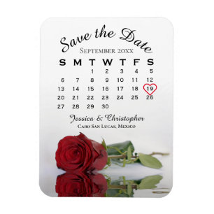 Romantic Röd ros Calendar Bröllop spara datum Magnet