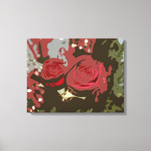 Romantic Röd ros Digital Art Wrapped Canvas