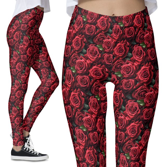 Romantic Röd ros gotiic Alternative Blommigt Leggings (Skapare uppladdad)