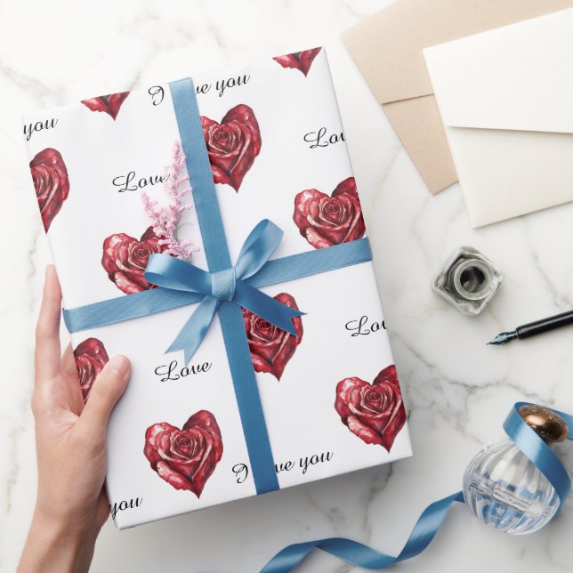 Romantic Röd ros Heart Kärlek Presentpapper (Gifting)
