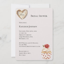 Romantic Röd ros Hearts Cuptårta Möhippa Inbjudningar